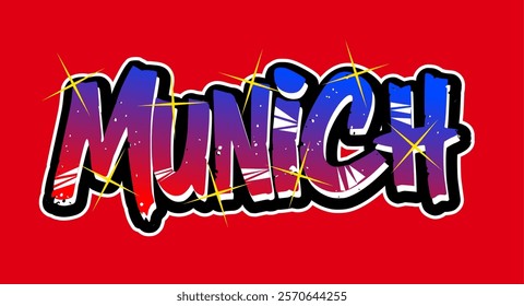 Munich Germany hand made graffiti in original style. European city typographic script font for prints, advertising, identity. Hand drawn touristic artwork in high quality. street art