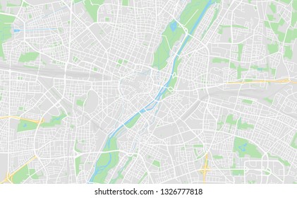 Munich, Germany printable street map in classic style colors with all relevant motorways, roads and railways. Use this map for any kind of digital info graphics and print publication.