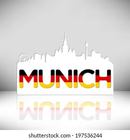 Munich Germany skyline silhouette vector design.