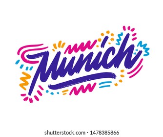 Munich handwritten city name.Modern Calligraphy Hand Lettering for Printing,background ,logo, for posters, invitations, cards, etc. Typography vector.