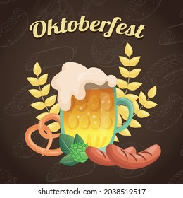 Munich International Beer Festival Oktoberfest, advertising background - Vector illustration