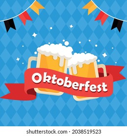 Munich International Beer Festival Oktoberfest, advertising background - Vector illustration