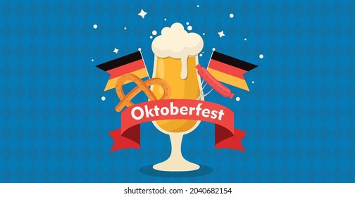Munich International Beer Festival Oktoberfest, advertising background - Vector illustration