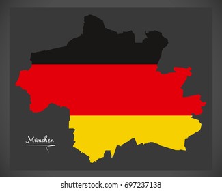 Munich map with German national flag illustration