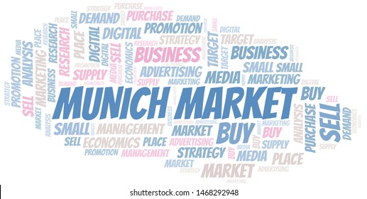 Munich Market word cloud. Vector made with text only