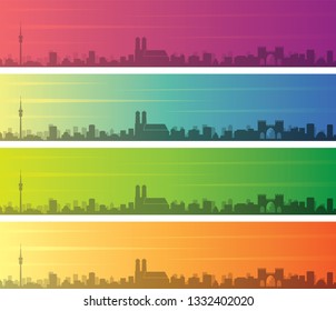 Munich Multiple Color Gradient Skyline Banner