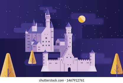 Munich Neuschwanstein castle at night 