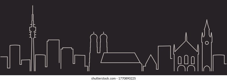 Munich Single Line Simple Minimalist Skyline