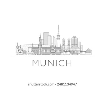 Munich skyline cityscape line art style vector illustration