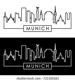 Munich skyline. Linear style. Editable vector file.