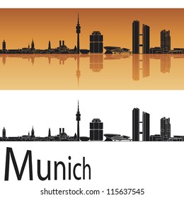 Munich skyline in orange background in editable vector file