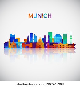 Munich skyline silhouette in colorful geometric style. Symbol for your design. Vector illustration.