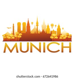 Munich Skyline Silhouette Gradient Vector City Design.