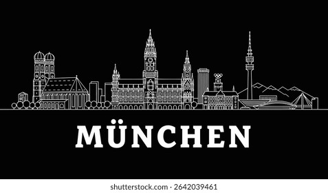 Munich Skyline Vector with Germany, Cityscape, and Landmark.