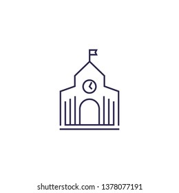 municipal building or city hall line icon