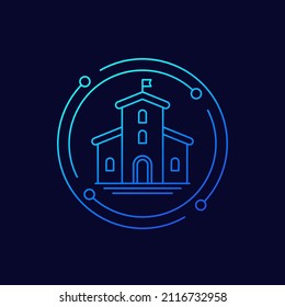 municipal building, city hall line vector icon