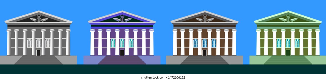 Municipal building of the city theater with columns in Russia