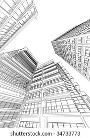 municipal buildings, black and white style