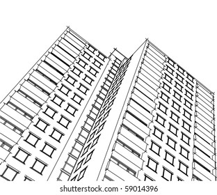 municipal buildings, black and white style