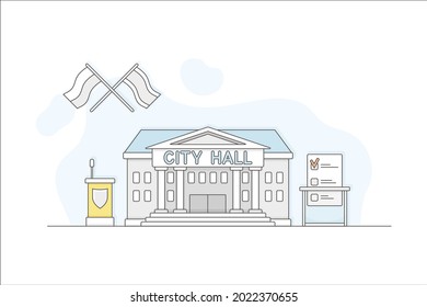 Municipal or City Services for Citizen with City Hall Department Vector Illustration