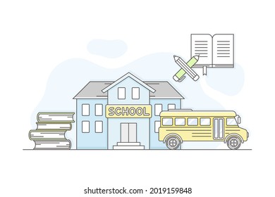 Municipal or City Services for Citizen with School Department Vector Illustration