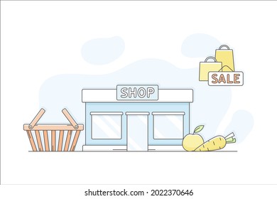 Municipal or City Services for Citizen with Shop Department Vector Illustration