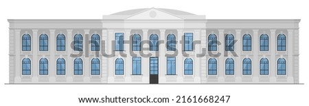 Municipal government building vector illustration. Cartoon marble palace for university campus, school library or college, bank or museum, courthouse isolated white. City architecture concept