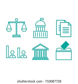 Municipal houses and icons. Town government signs. 