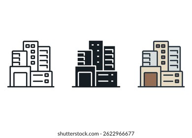 municipal icons isolated on White Background. Flat style design