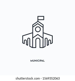 Municipal outline icon. Simple linear element illustration. Isolated line Municipal icon on white background. Thin stroke sign can be used for web, mobile and UI.