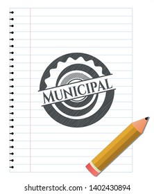 Municipal pencil effect. Vector Illustration. Detailed.