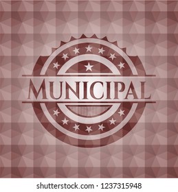 Municipal red emblem with geometric pattern. Seamless.