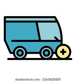 Municipal sweeper icon outline vector. Street truck. Machine urban color flat