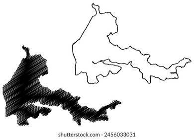 Municipality of Hunter's Hill (Commonwealth of Australia, New South Wales, NSW) map vector illustration, scribble sketch Hunters Hill Council map