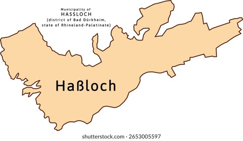 Mapa do município de Haßloch de Bad Dürkheim distrito Renânia-Palatinado (Renânia-Palatinado) estado na Alemanha. Vetorizado