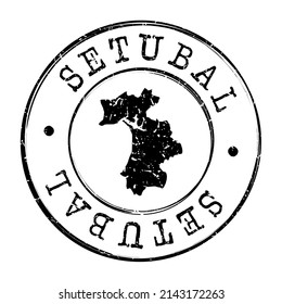 Setúbal Municipality, Portugal Silhouette Postal Passport. Stamp Round Vector Icon Map. Design Travel Postmark. 