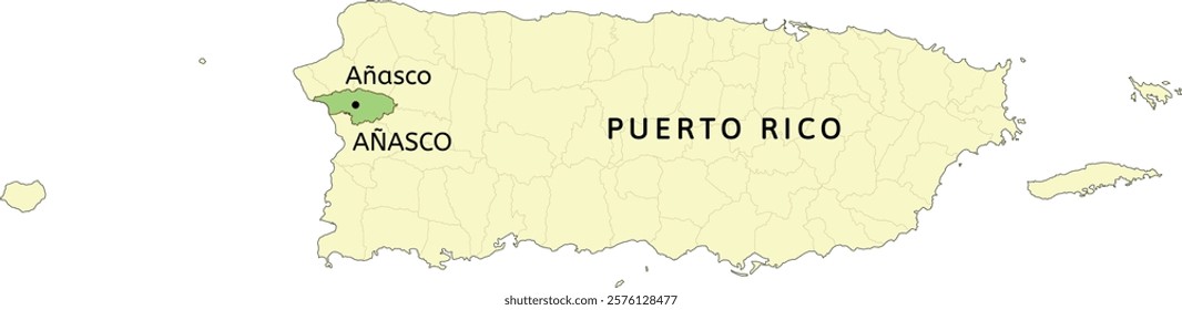 Añasco municipality and town of Añasco location on Puerto Rico map