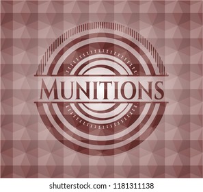 Munitions red geometric emblem. Seamless.