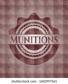 Munitions red seamless badge with geometric pattern.