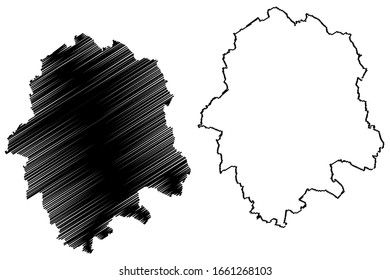 Munster City (Federal Republic of Germany, North Rhine-Westphalia) map vector illustration, scribble sketch City of Munster map