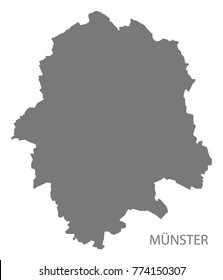 Munster city map grey illustration silhouette shape