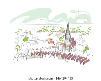 Munster Germany Europe vector sketch city illustration line art