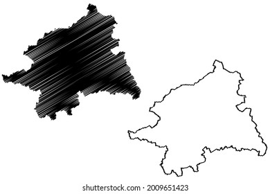 Munster region (Federal Republic of Germany, State of North Rhine-Westphalia, NRW, Landschaftsverband Westfalen-Lippe) map vector illustration, scribble sketch Munster map