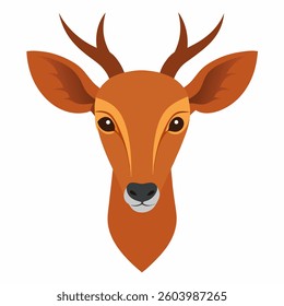 Muntjac deer head vector on white background