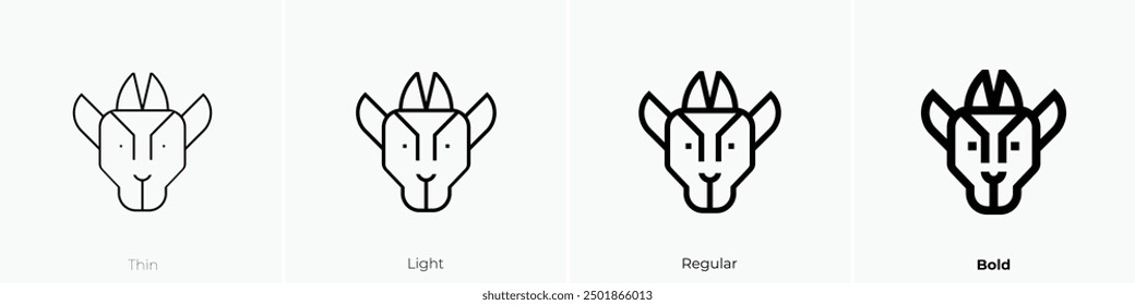 muntjac icon. Thin, Light Regular And Bold style design isolated on white background