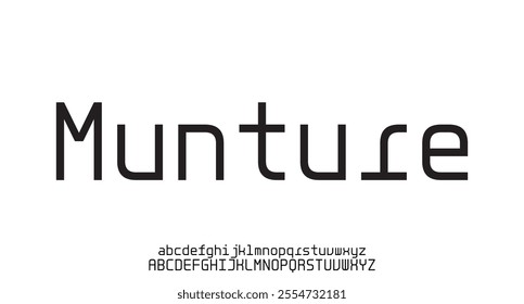 Munture, Creative simple modern urban alphabet font. Digital abstract futuristic, logo, music, sport, minimal technology typography. Simple numeric vector illustration
