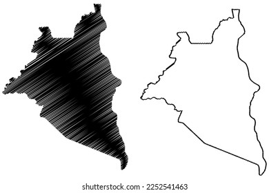 Muquem de Sao Francisco municipality (Bahia state, Municipalities of Brazil, Federative Republic of Brazil) map vector illustration, scribble sketch Muquém de Sao Francisco map