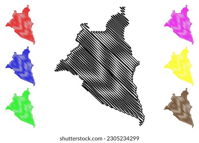 Muquem de Sao Francisco municipality (Bahia state, Municipalities of Brazil, Federative Republic of Brazil) map vector illustration, scribble sketch Muquém de Sao Francisco map