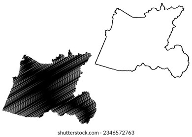 Mapa de ilustración vectorial del municipio de Muqui (estado de Espírito Santo, municipios de Brasil, República Federativa del Brasil), mapa de esbozos de dibujos