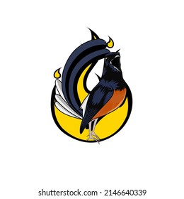 Murai batu illustration vector graphics. Open the beak. suitable for bird logo design.